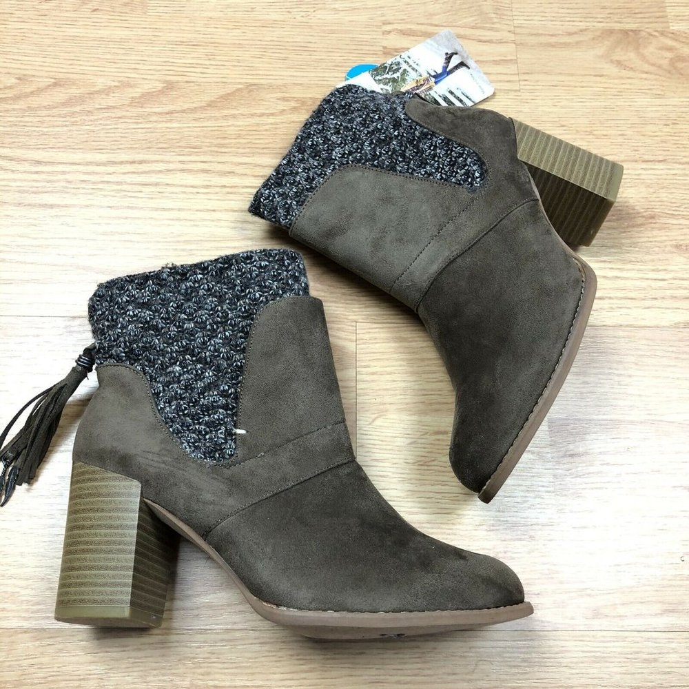 Muk Luks Elizabeth Heeled Bootie Brown Suede Boots